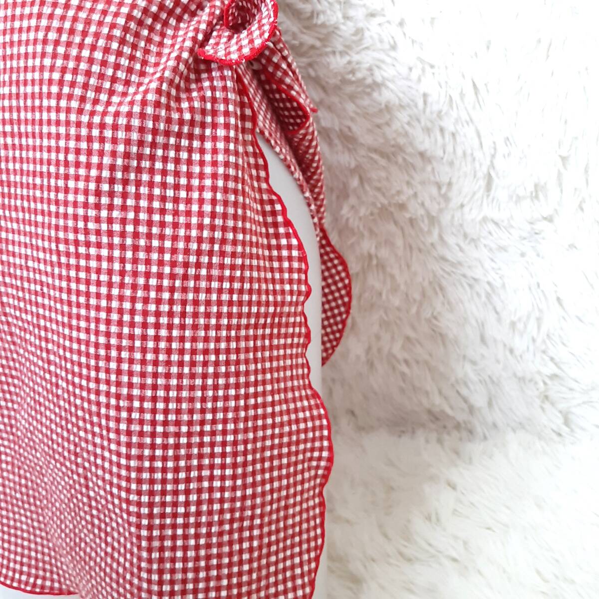 匿名配送★RIOKA　ギンガムチェック　巻きスカート付き　ワンピース　水着　赤白　９Ｍ　ウ_画像7