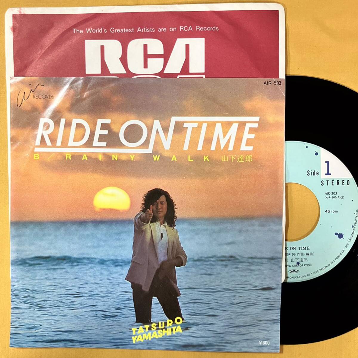 EP 山下達郎 Tatsuro Yamashita / ライド・オン・タイム Ride On Time Rainy Walk AIR-503 シングル盤 7インチ レコード 7inch アナログ盤_画像1