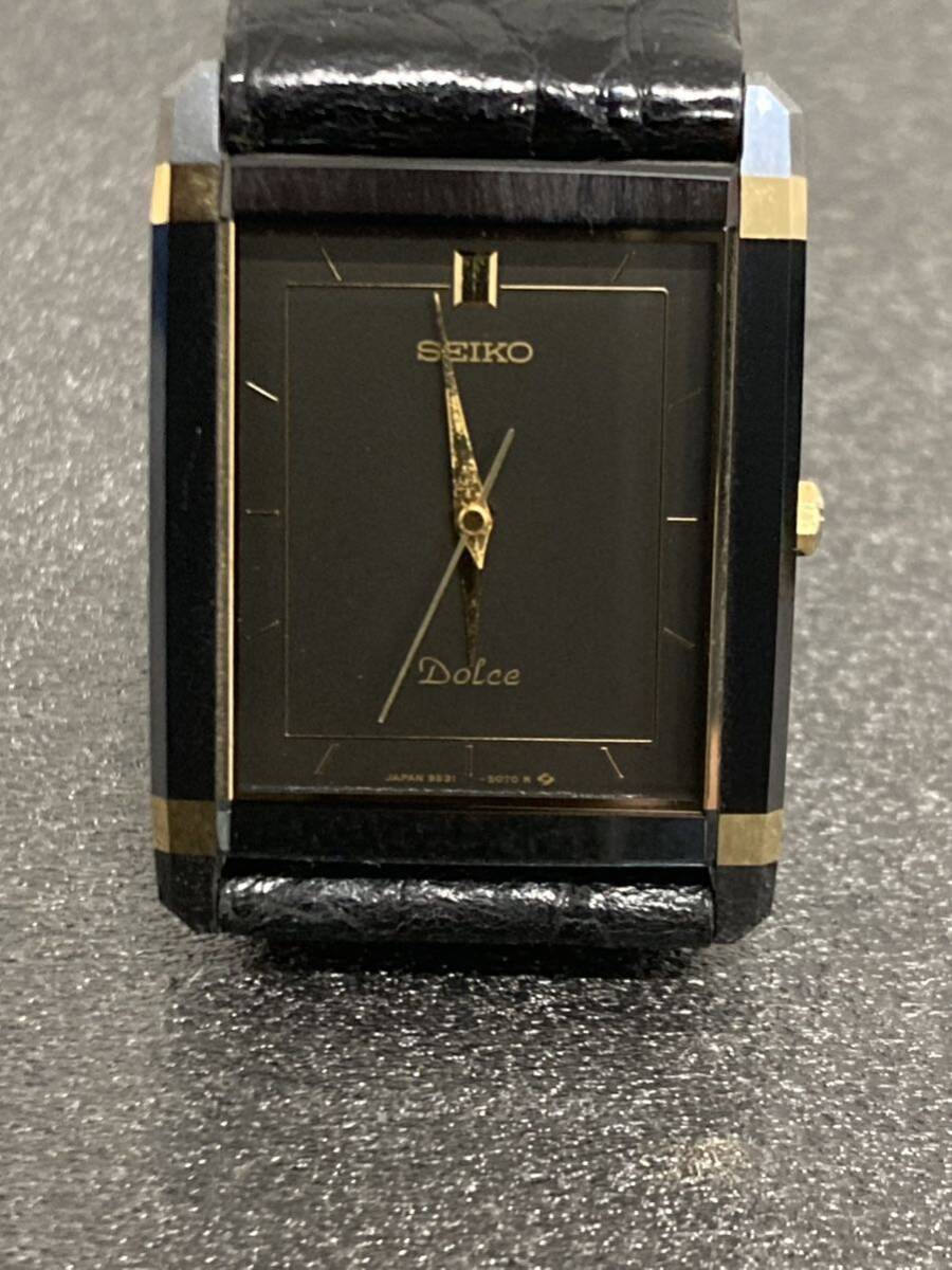 SEIKO Seiko DOLCE Dolce 9531-5070 QZ quartz black face Gold character men's wristwatch non operation goods 