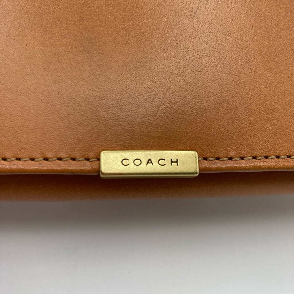 1円～　A-3　60　COACH　コーチ　長財布　ロングウォレット　キャメル　レトロ　がま口　フラップ_画像6