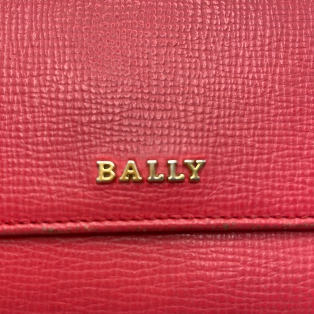 １円～ A-4 60 BALLY バリー 長財布 ロングウォレット ピンク ロゴ フラップ カード収納×16 フリーポケット×3 コインケース×1の画像9