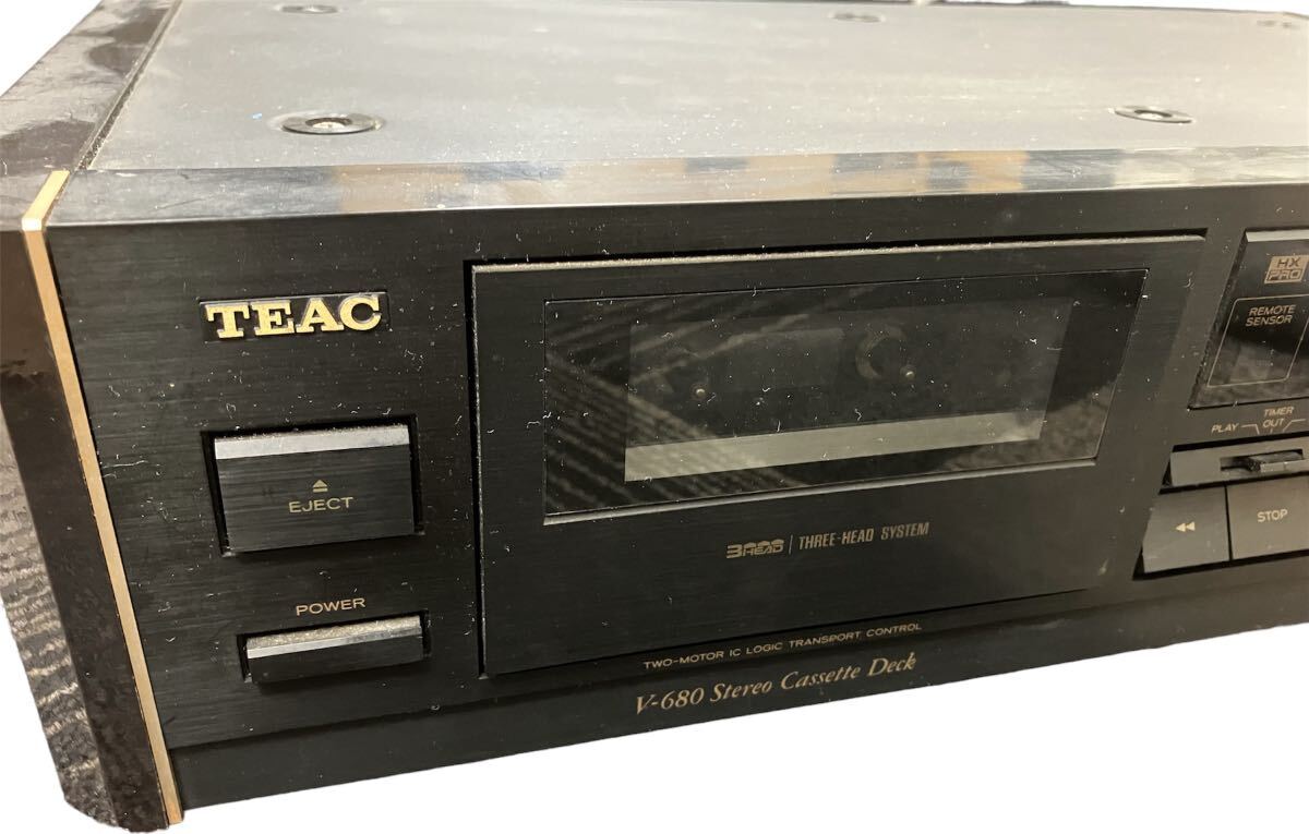 689 中古品 通電のみ確認済み TEAC ティアック V-680 STEREO CASSETTE DECK Size:約 幅47.5×高さ12×奥行25cm 本体の画像2