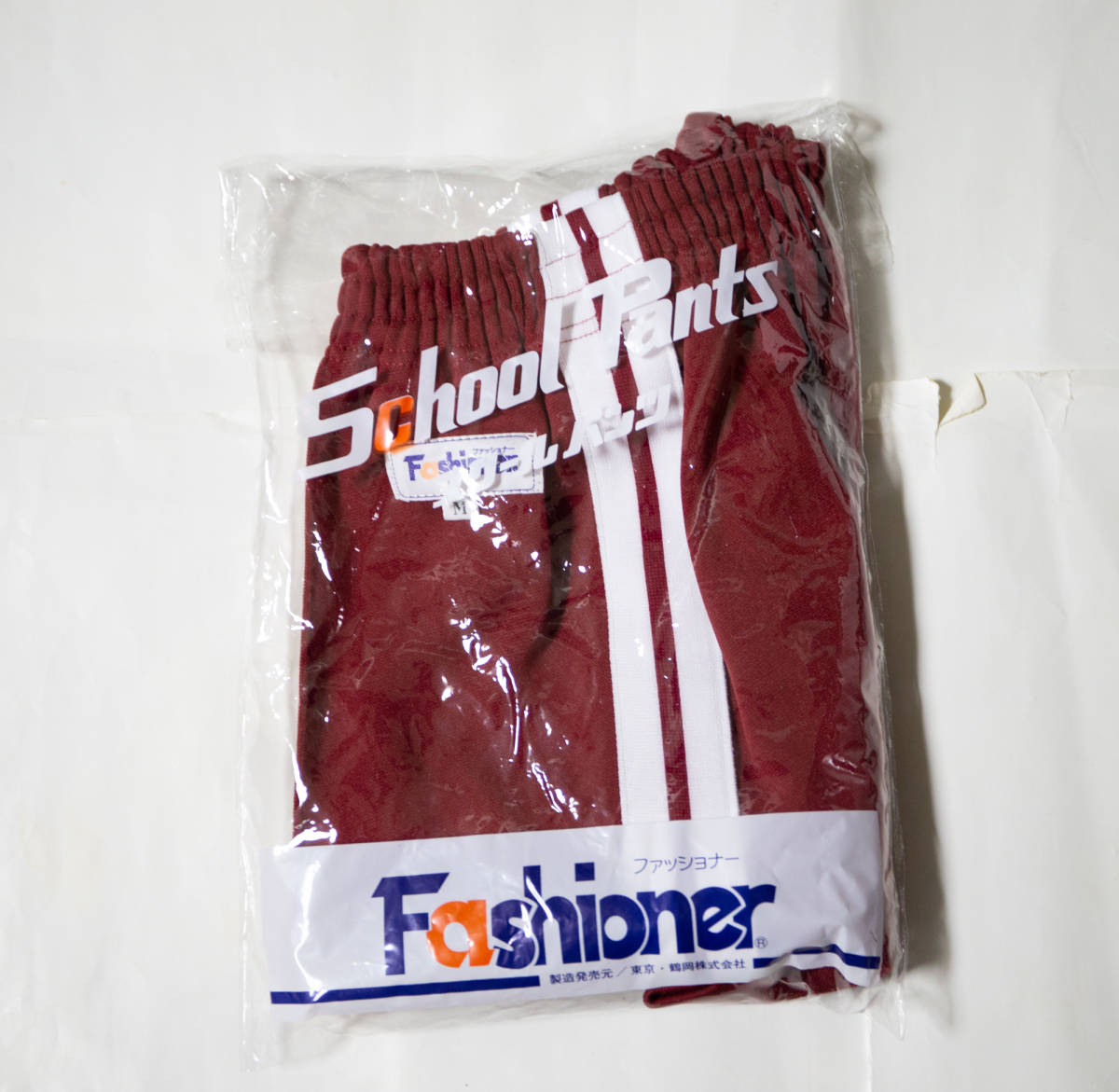  gym uniform *fashona- jersey short bread dark red × white 2 ps line M unused goods prompt decision!