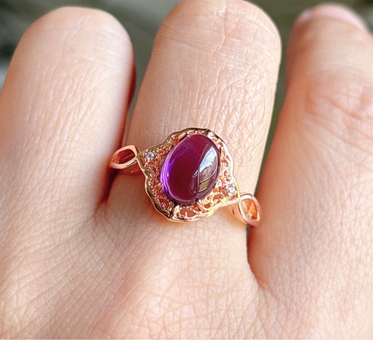 天然石 逸品アメジスト（紫水晶）のリング(指輪)（A3593）の画像4