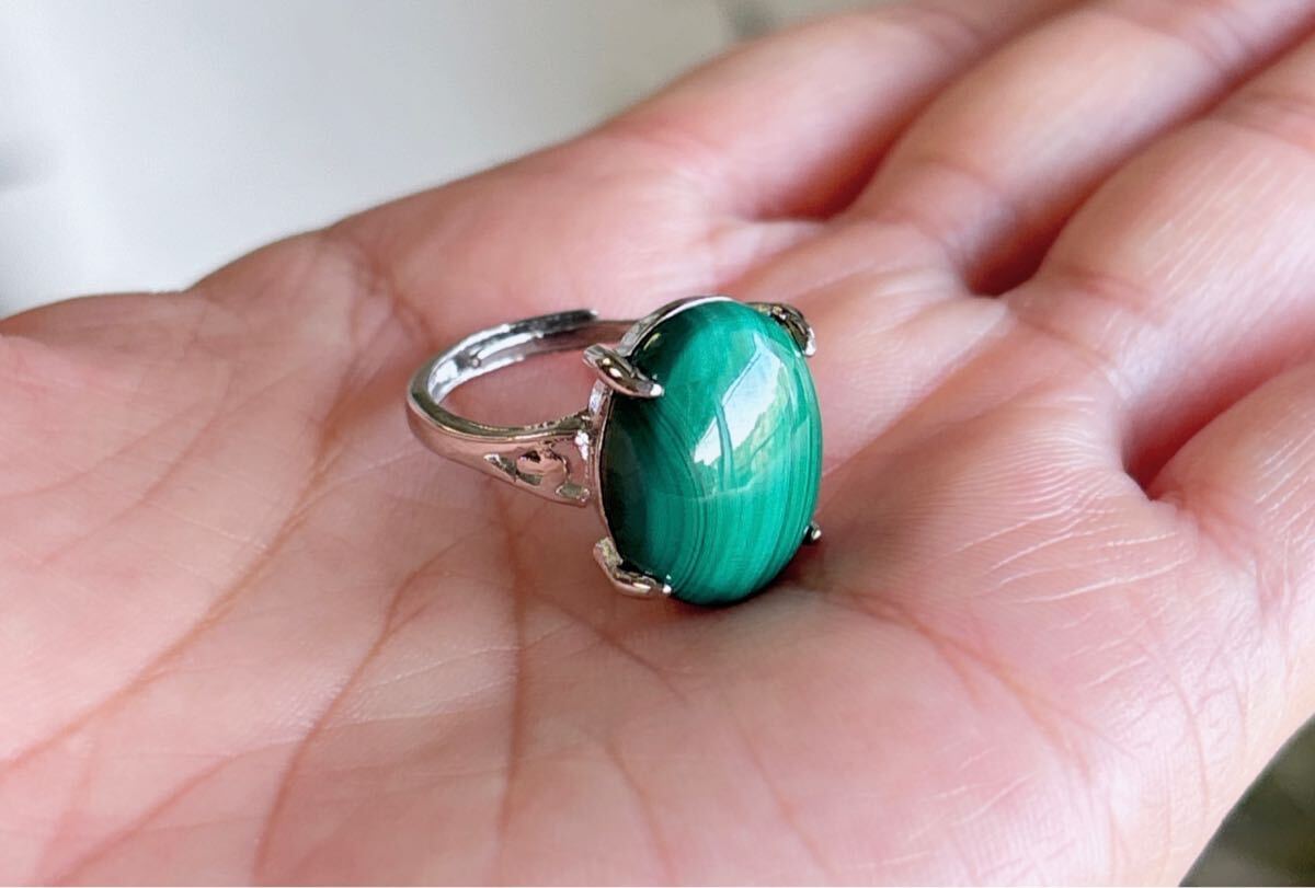 【天然石】逸品マラカイトのリング指輪（番号A3594）
