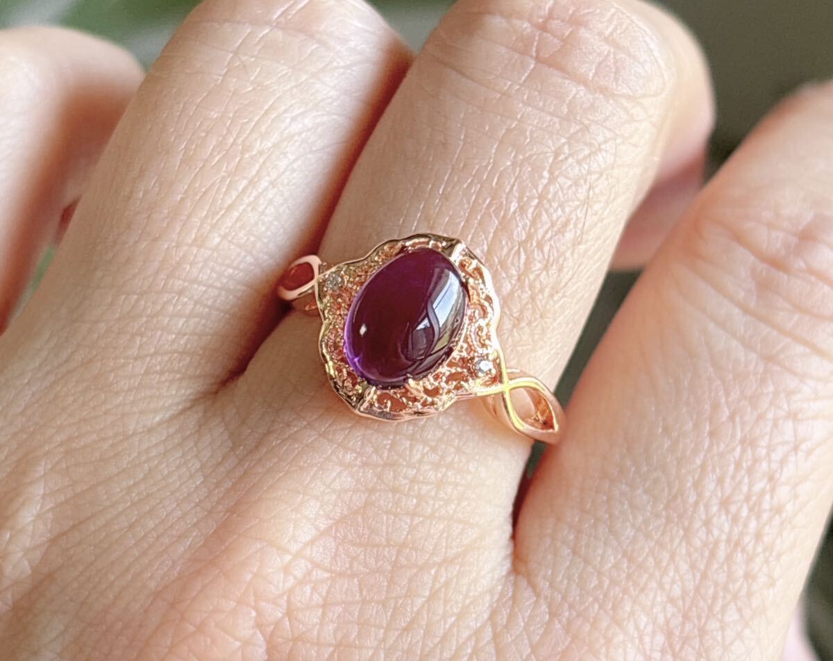 天然石 逸品アメジスト（紫水晶）のリング(指輪)（A3593）の画像1
