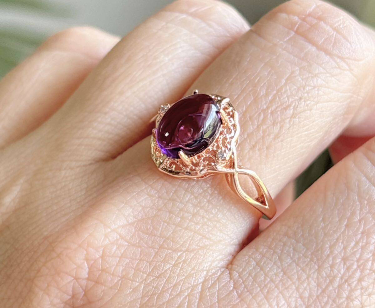 天然石 逸品アメジスト（紫水晶）のリング(指輪)（A3593）の画像2