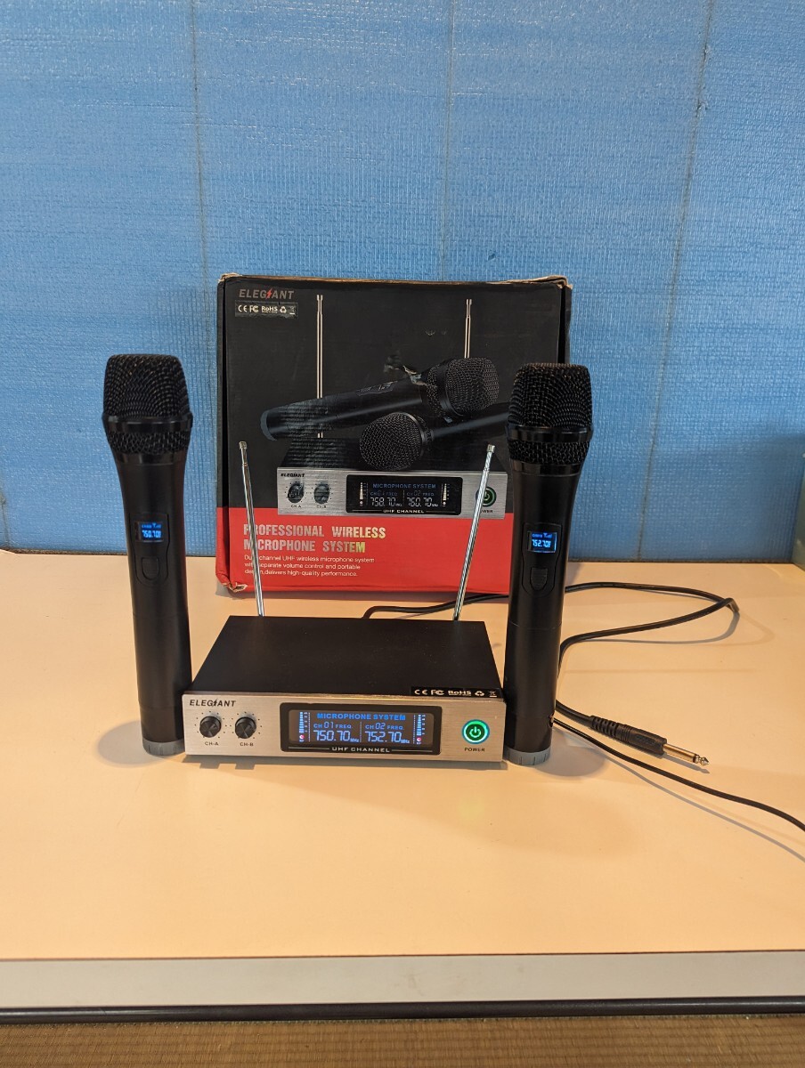 ワイヤレスマイク 2本セット ELEGIANT W20 カラオケマイク Yahoo!オークション - 【通電確認】 ワイヤレスマイクセット