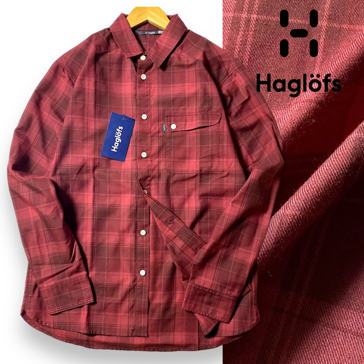 福袋安いいね半額ストア L】新品 定価1.4万 ホグロフス フランネル 長袖シャツ Haglofs 男性用