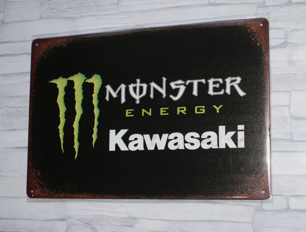 ブリキ看板 カワサキ モンスターエナジー Monster Energy Kawasakiの画像1