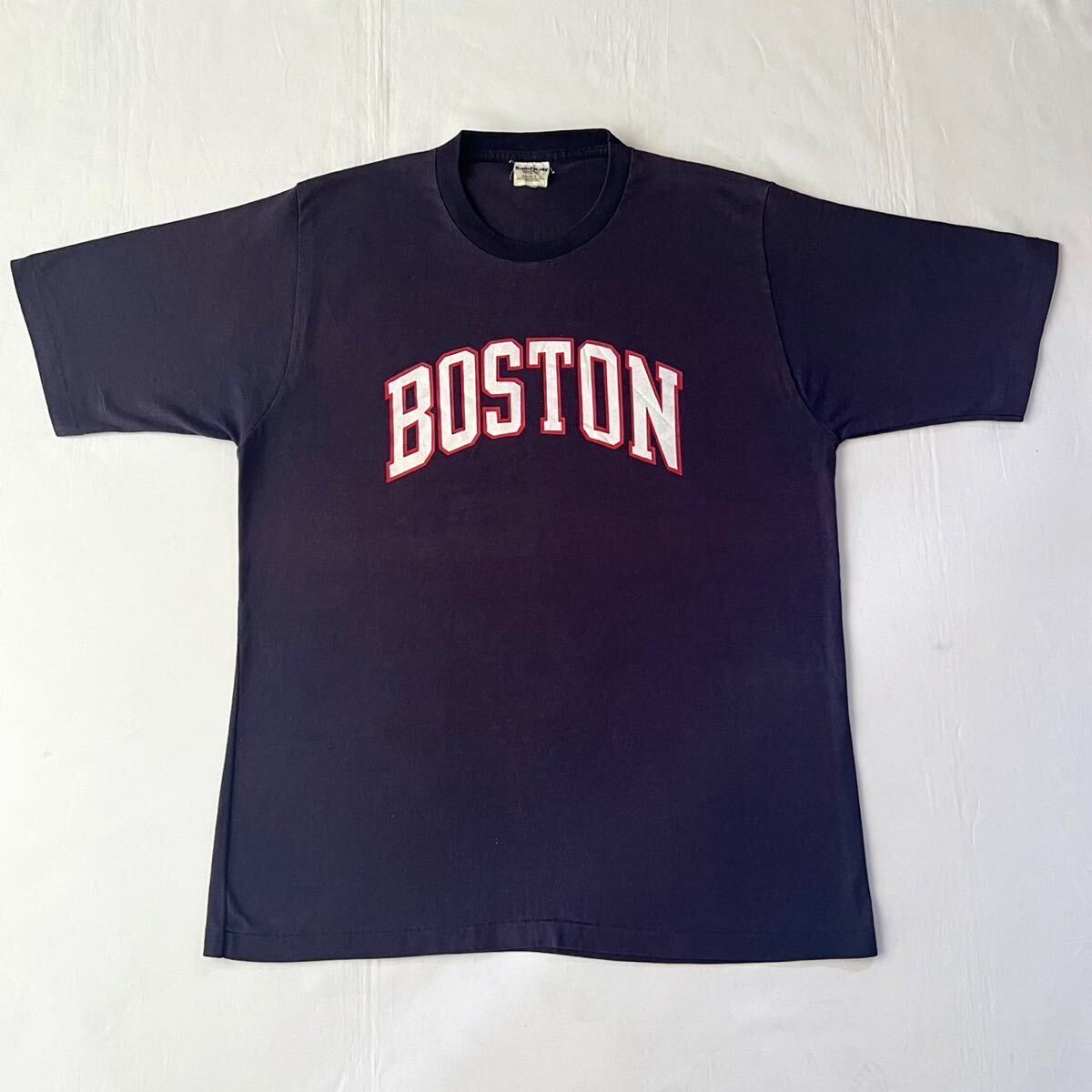 美品 ナス紺 ボストン BOSTON 70's80's サンドニット Sand Knit ビンテージTシャツ VINTAGE アメリカ製 USA製 Lサイズ 古着 レアカラー の画像2