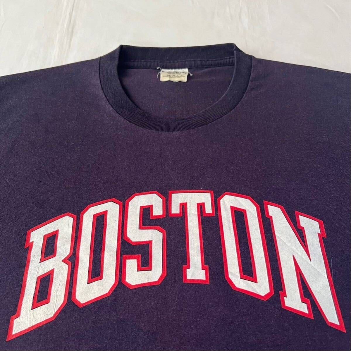 美品 ナス紺 ボストン BOSTON 70's80's サンドニット Sand Knit ビンテージTシャツ VINTAGE アメリカ製 USA製 Lサイズ 古着 レアカラー の画像1