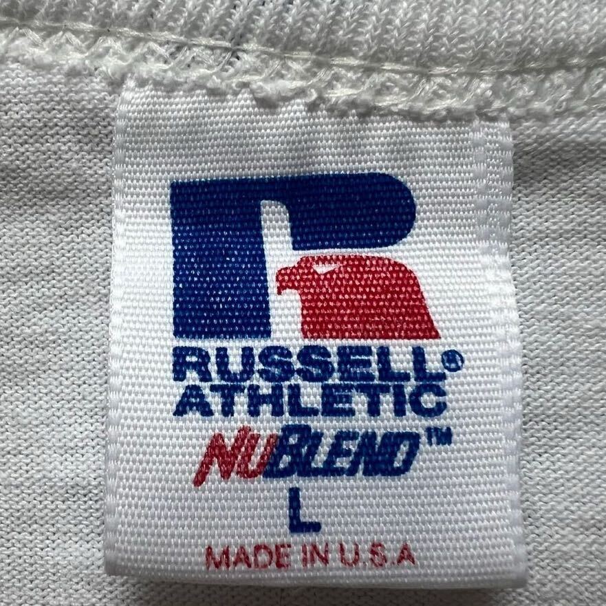 超美品 レアカラー 白×ネイビー 両面プリント80's Russell Athletic ラッセルアスレチック VINTAGE ビンテージTシャツ アメリカ製 Lサイズ_画像6