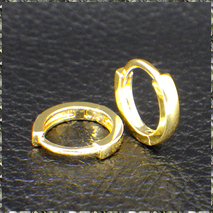 [EARRING] 18K Gold Plated Slim Small Hoop φ10mm スモール ミニ スリム スムース ラウンド フープ イエロー ゴールド リング ピアスの画像2