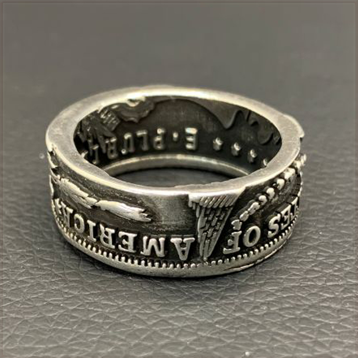 [RING] VINTAGE MORGAN SILVER DOLLAR アメリカ 1921年 モーガン ダラー 銀貨 1＄コイン デザイン 10mm シルバー リング 20号 【送料無料】の画像8