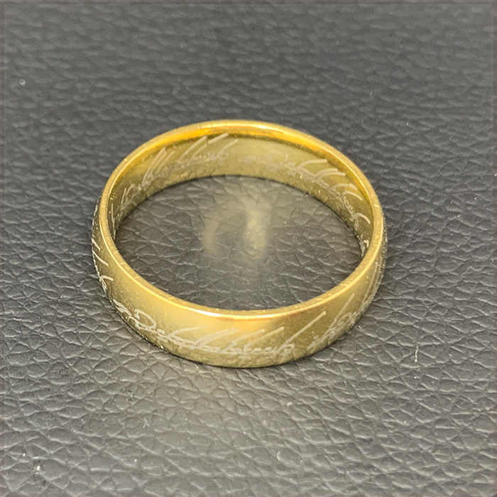 [RING] Yellow Gold Color Lord Of The Ring ゴールドカラー ロード・オブ・ザ・リング レプリカ 6mm リング 18号 (4g) 【送料無料】_画像3