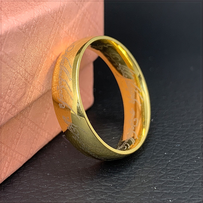 [RING] Yellow Gold Color Lord Of The Ring ゴールドカラー ロード・オブ・ザ・リング レプリカ 6mm リング 18号 (4g) 【送料無料】_画像2