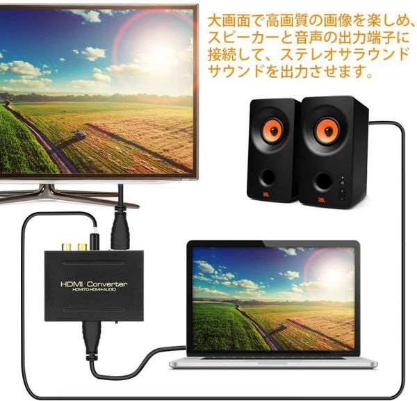 即納 HDMI オーディオ 分離器 音声分離 最大1080P 映 HDMI→HDMI+Audio（SPDIF光デジタル+RCAアナログ出力) 3種類 音声 分離モード PASSの画像6