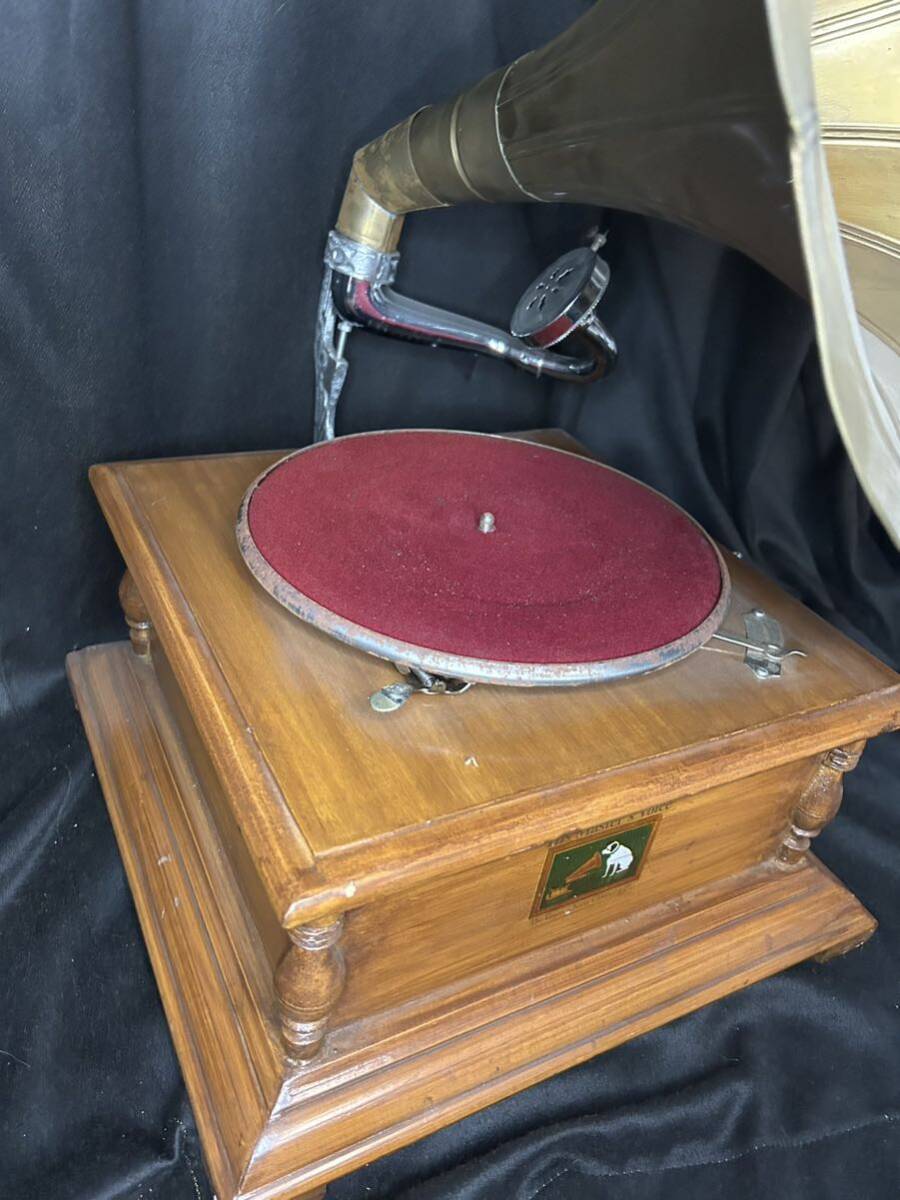 蓄音機 His Master’ｓ Voice ラッパ蓄音機 アンティーク コレクション レトロ 替針有り ホーン ビクター Victor レコードプレーヤー の画像2