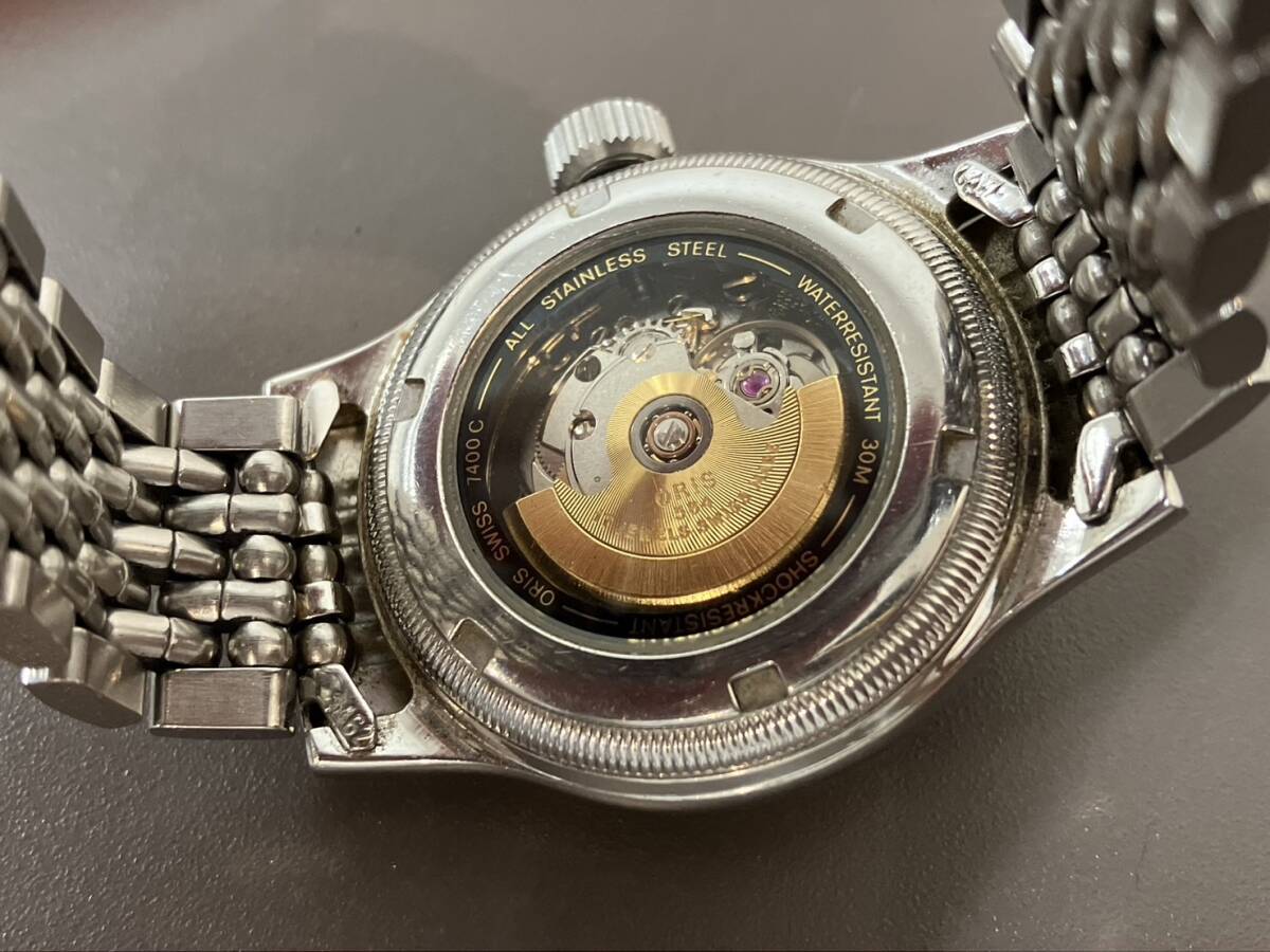 □【売り切り】稼動品 ORIS オリス 7400C ポインターデイト 裏スケ GP ライスブレス オートマ 自動巻き 腕時計の画像6