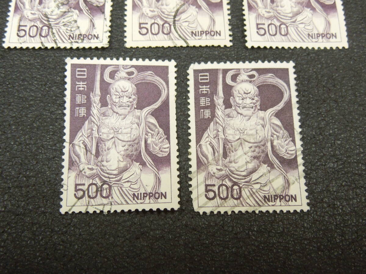♪♪普通切手/第2次ローマ字入り 金剛力士像 500円 1967-69 (350)/消印付き♪♪_画像3