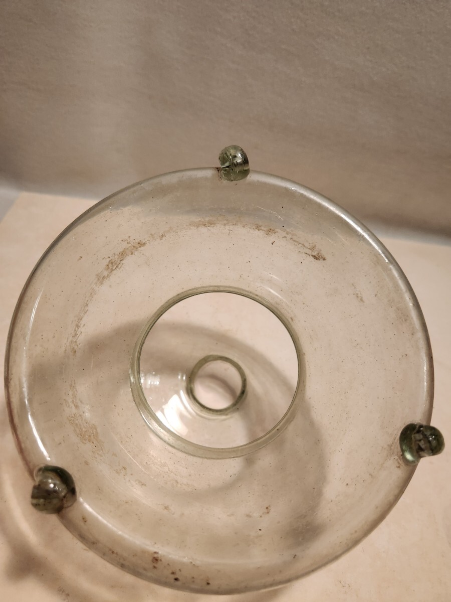 昭和レトロ ハエ取り器緑色ガラス ハエ取り瓶 古道具 ガラス製 ガラス瓶 気泡 気泡ガラス アンティークの画像7