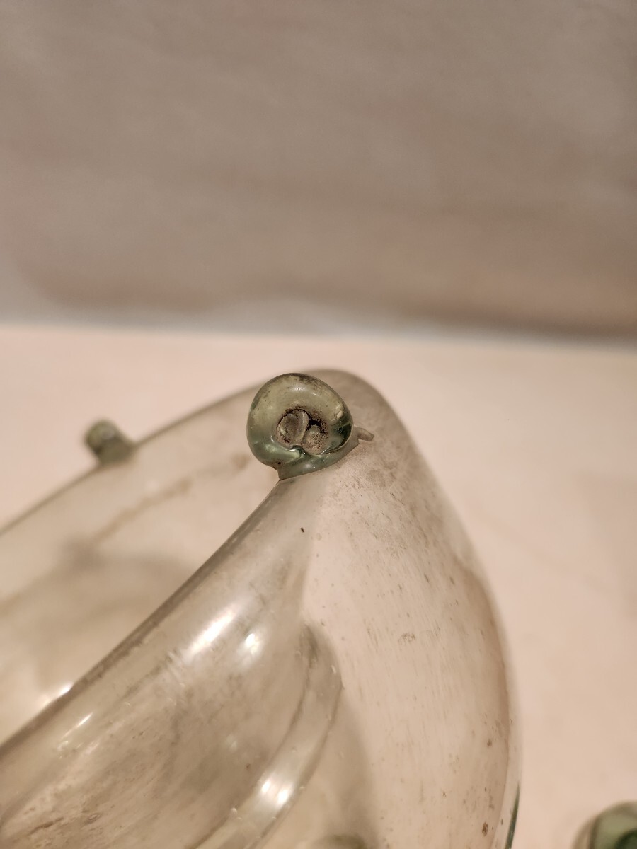 昭和レトロ ハエ取り器緑色ガラス ハエ取り瓶 古道具 ガラス製 ガラス瓶 気泡 気泡ガラス アンティークの画像6