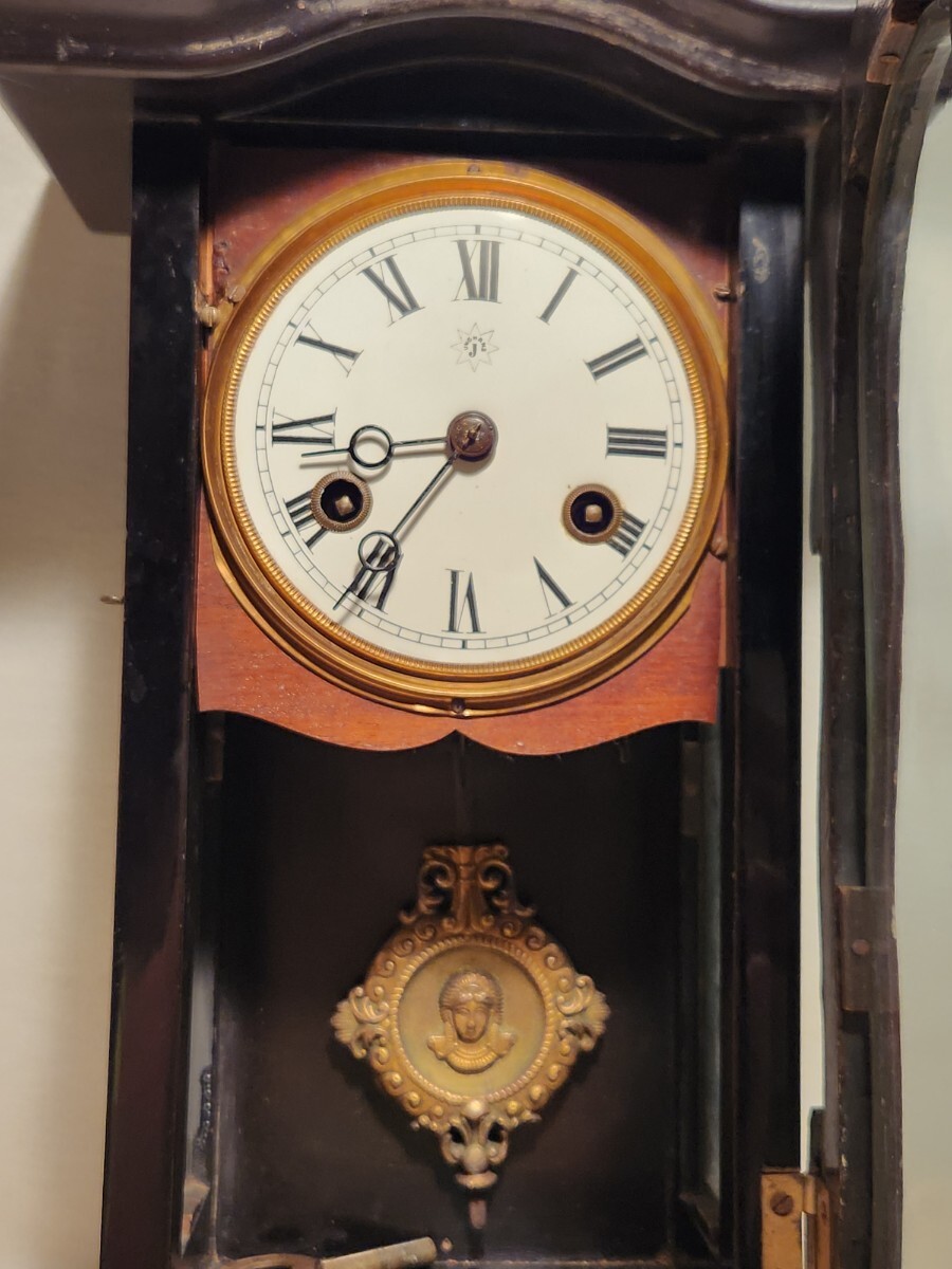 振り子時計 ゼンマイ レトロ ユンハンス社製掛時計 アンティーク 掛け時計 柱時計の画像2