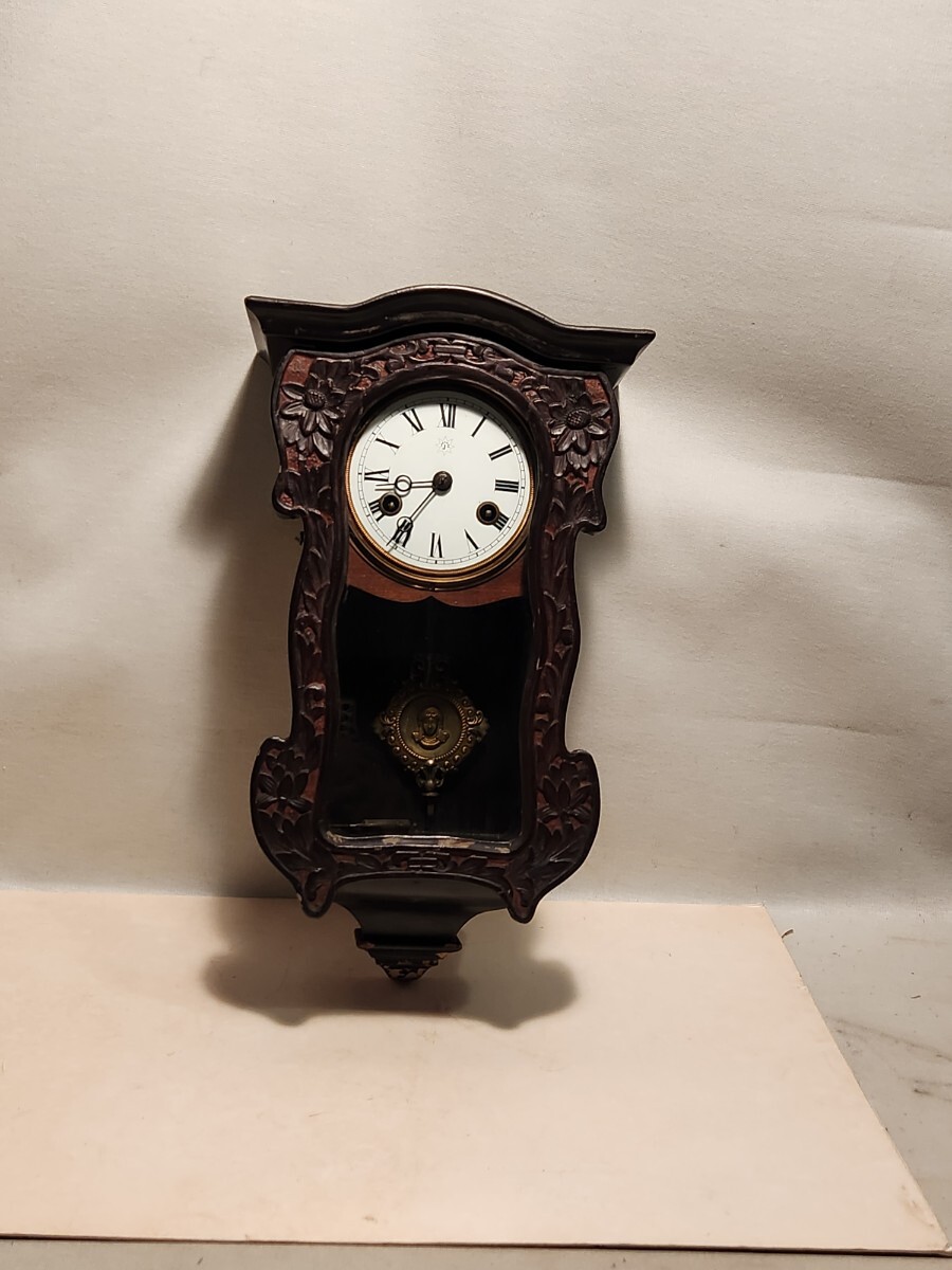 振り子時計 ゼンマイ レトロ ユンハンス社製掛時計 アンティーク 掛け時計 柱時計の画像1