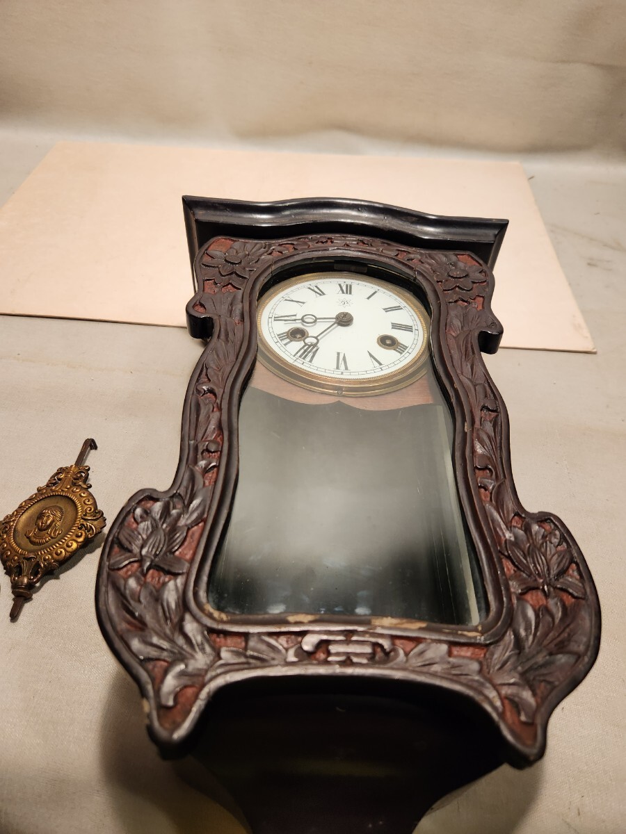 振り子時計 ゼンマイ レトロ ユンハンス社製掛時計 アンティーク 掛け時計 柱時計の画像5