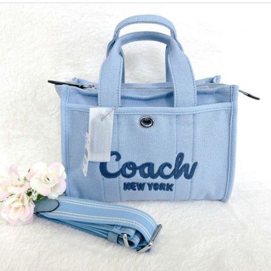 【新品未使用】COACH  コーチ　カーゴ トート　水色　スモール　大人気