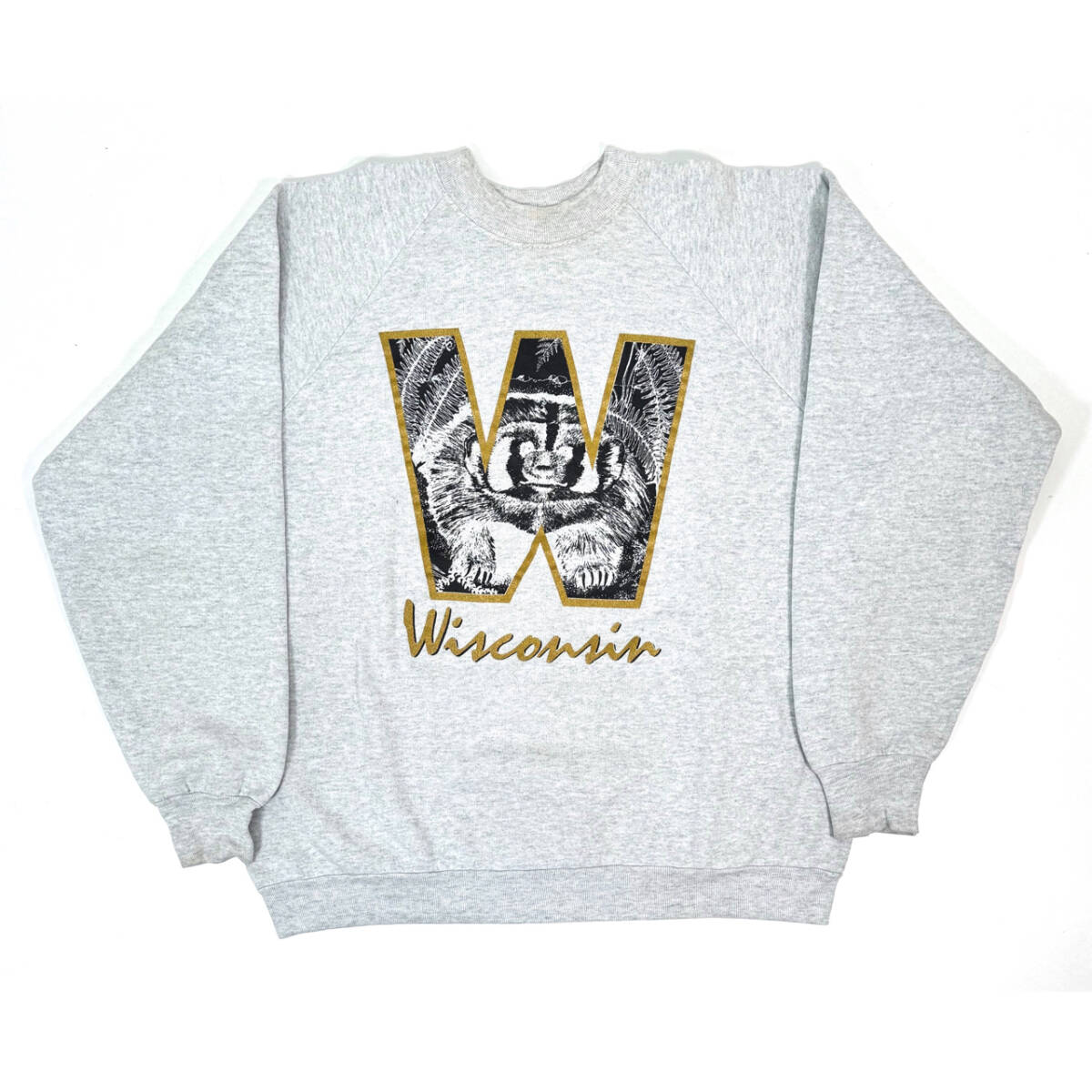 USA製 1990s FRUIT OF THE LOOM Wisconsin Sweat shirts XL Gray オールド フルーツオブザルーム スウェットシャツ 霜降り グレー_画像1