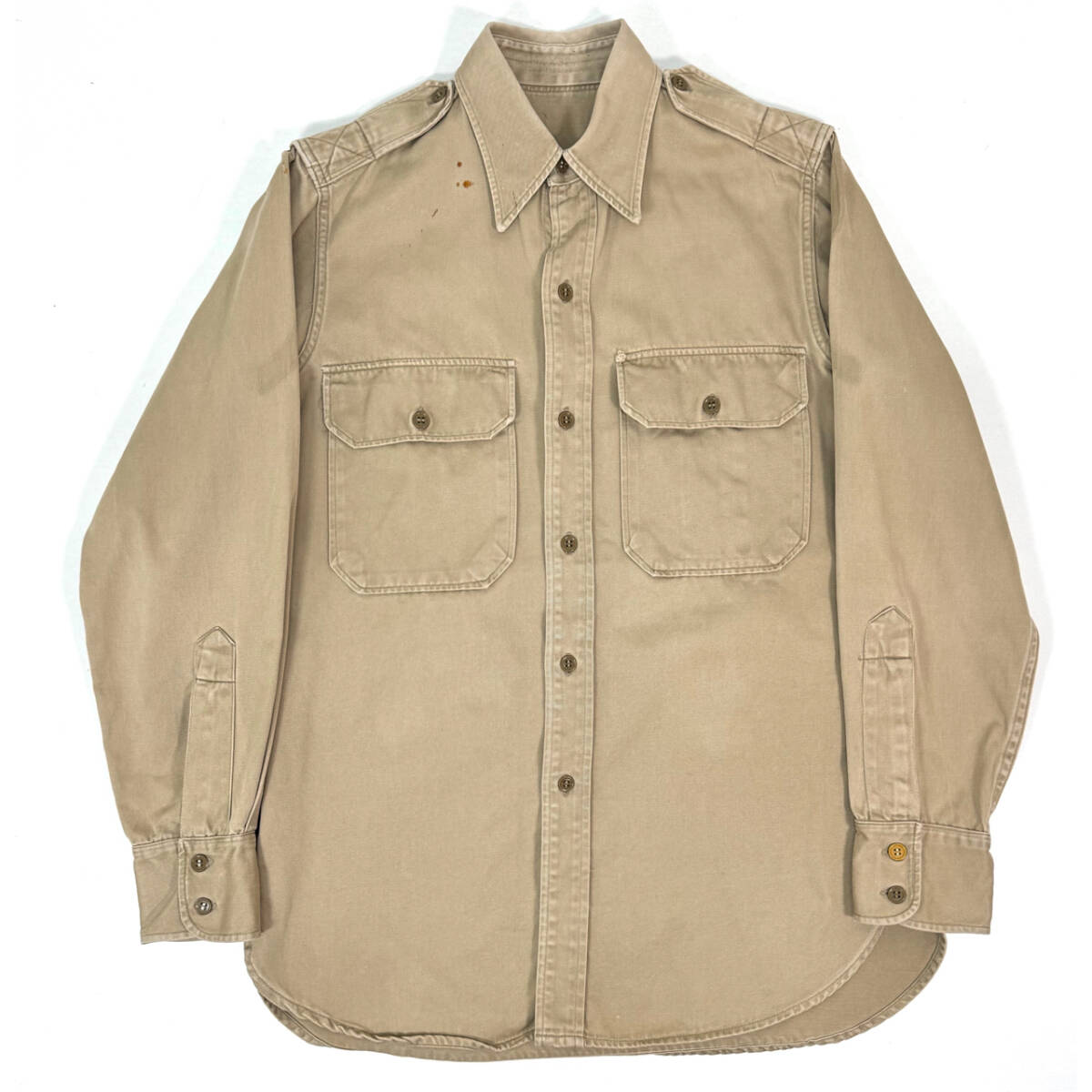 希少 1940s US.ARMY Military shirts L ヴィンテージ ミリタリー アメリカ軍 長袖コットンシャツ VINTAGE_画像1