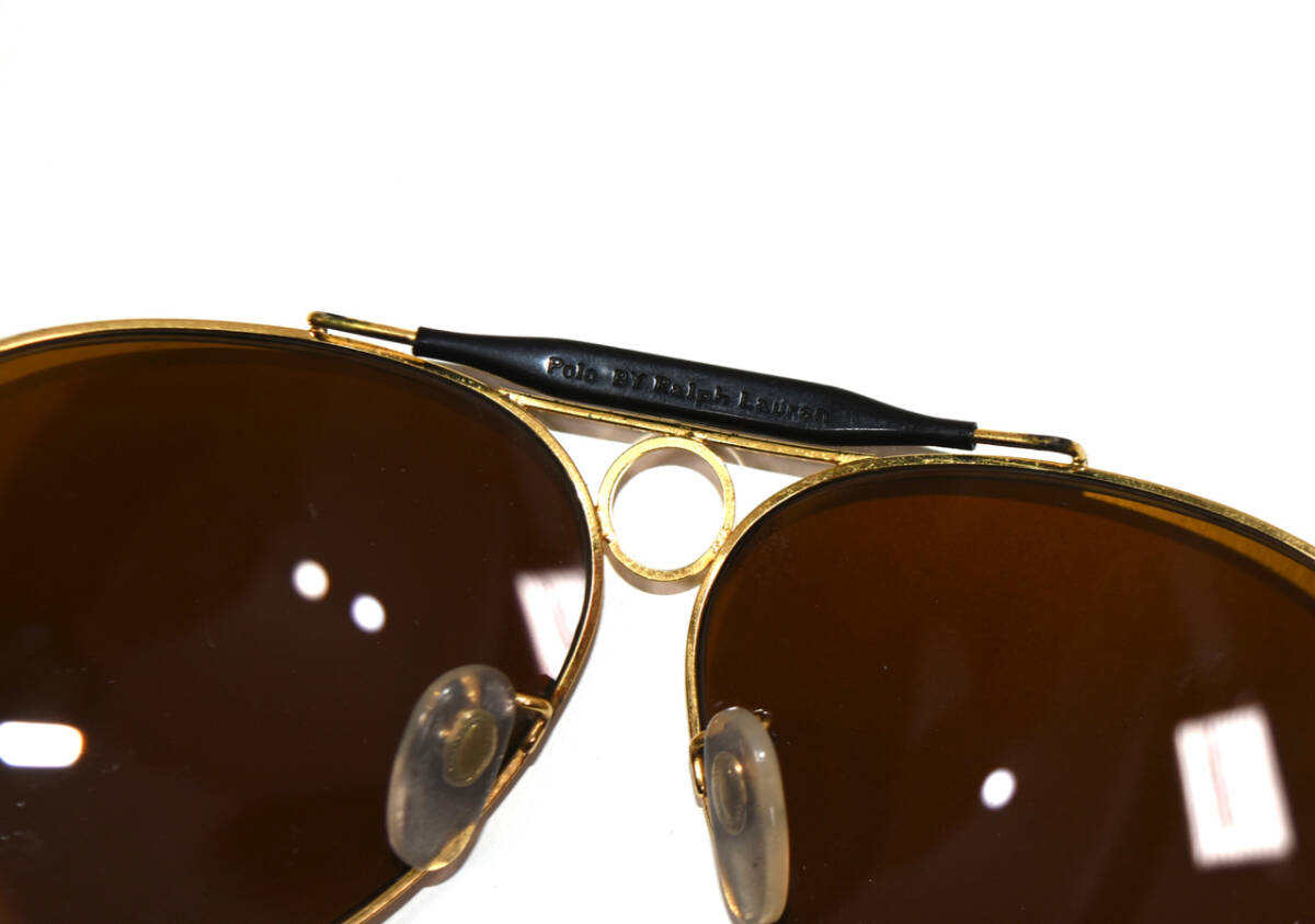 1980~90s Polo Ralph Lauren Sunglasses Gold ヴィンテージポロラルフローレン ティアドロップ サングラス ゴールド_画像4