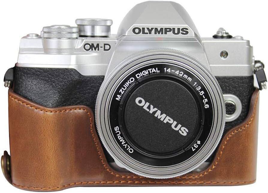 互換性のあるOLYMPUS PEN OM-D EM10 Mark IVカメラバッグカメラケース、Koowlハンドメイド最高級PUレザーカメラハーフケース、OLYMPUS_画像1