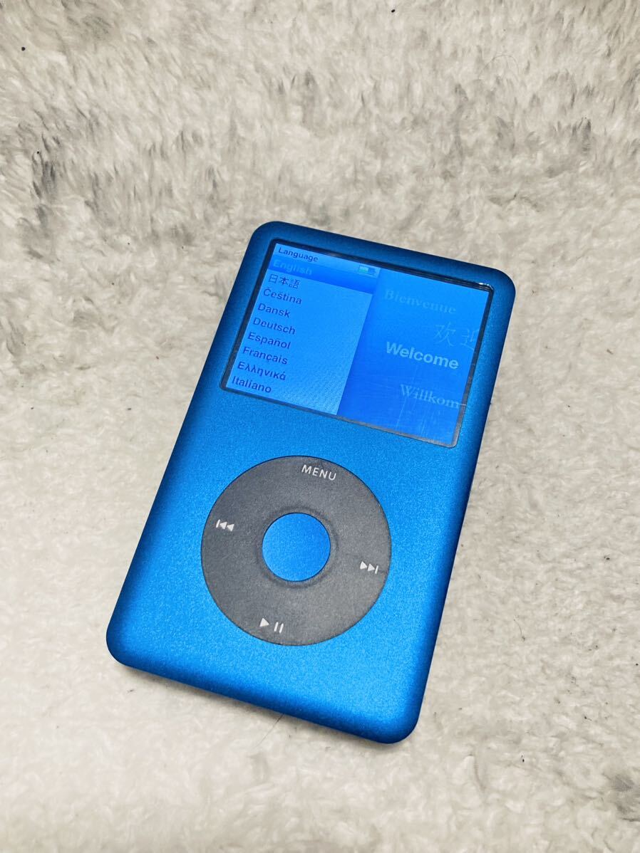 希少Apple iPod classic 第6.5世代 160GBから256GB ブルー 青色 青カスタム　改造 MC297J MC293J_画像1