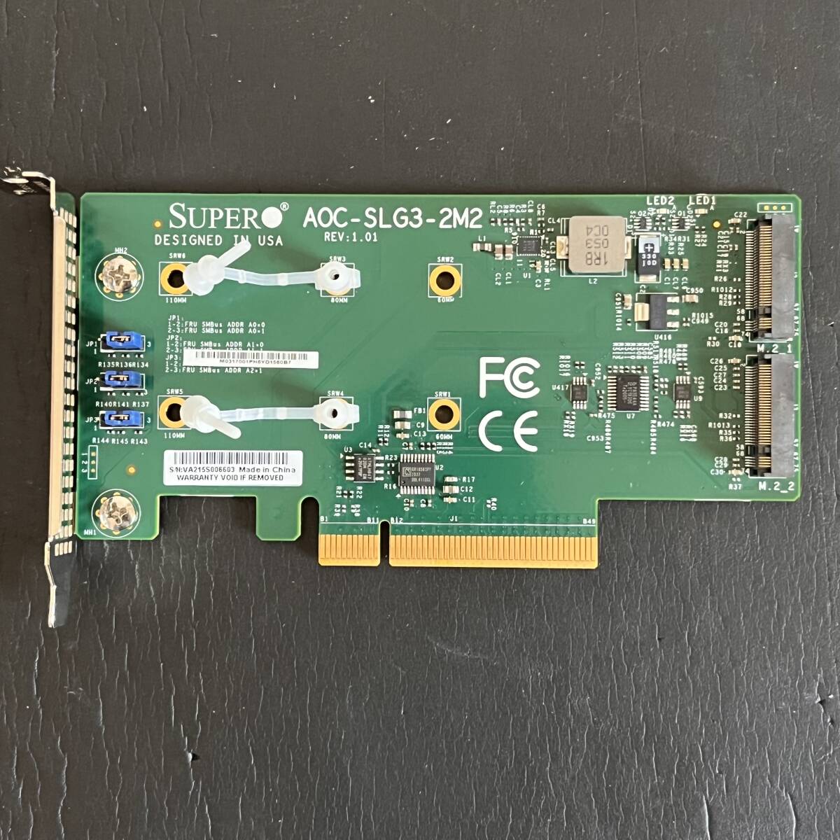 自作PC SSD増設用PCIeカード　Supermicro AOC-SLG3-2M2 PCIe アドオンカード 最大2つのNVMe SSD用_画像1