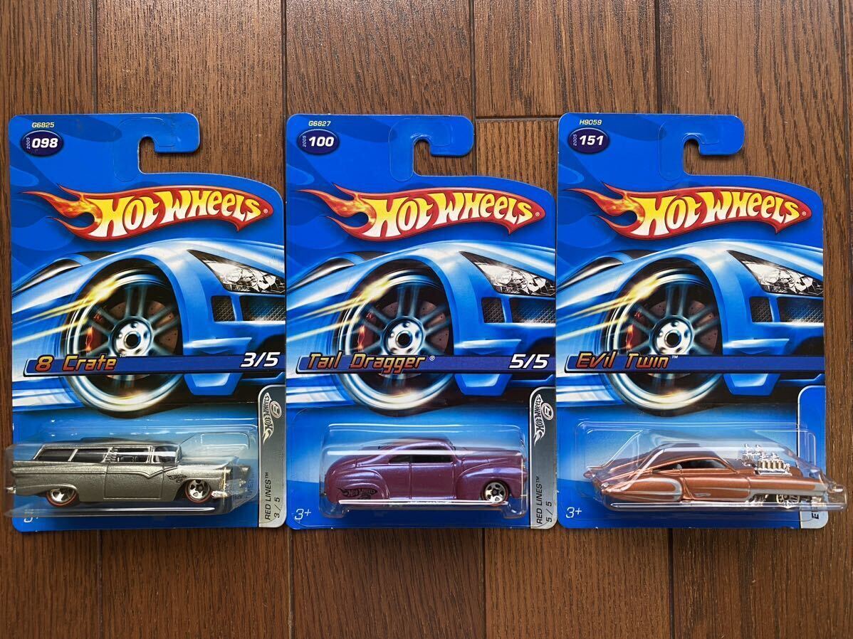 Hot Wheels Basic 8 Crate, Tail Dragger, Evil Twin 3台セットの画像1