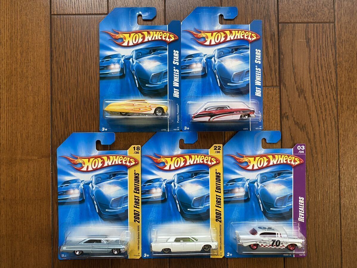 Hot Wheels Basic Purple Passion, So Fine, 1964 Lincoln Continental, 1964 Ford Galaxie 500XL, ‘57 Chevy 5台セットの画像1