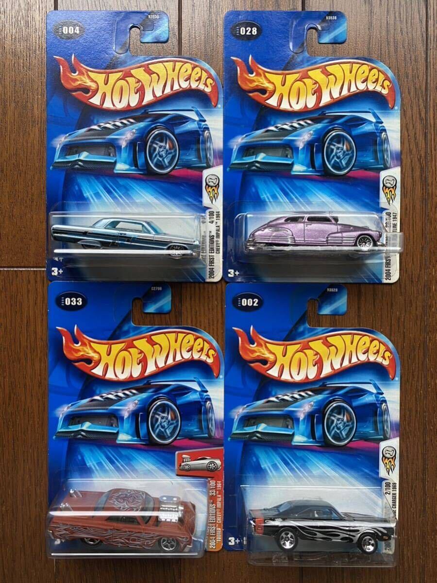 Hot Wheels Basic 2004 First Editions 1947 Chevy Fleetline, 1964 Chevy Impala, 1969 Dodge Charger 4台セットの画像1