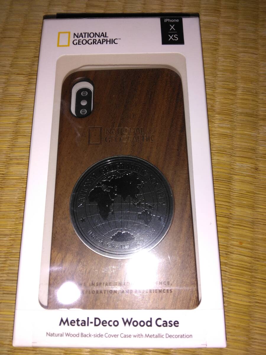  new goods smartphone case iPhone X/XS for case metal-deco wood case walnut walnut NATIONAL GEOGRAPHIC National geo graphic 