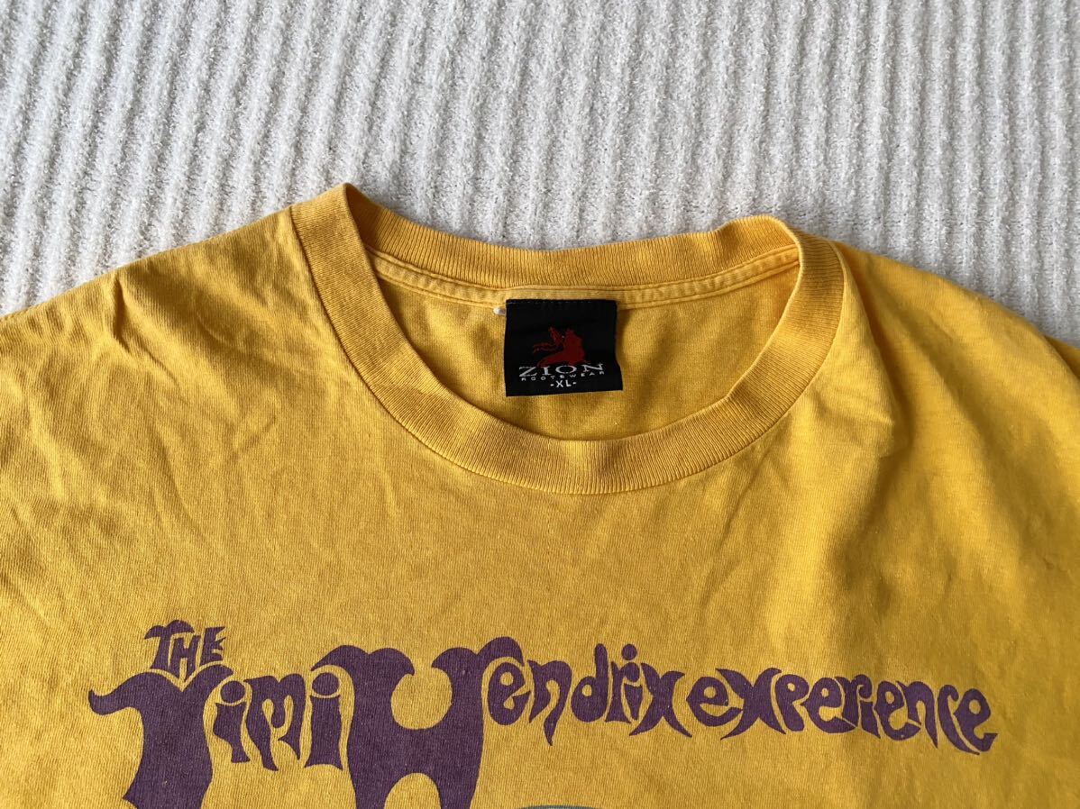 The Jimi Hendrix experience ジミ・ヘンドリックス TシャツXL ビンテージ 黄色 イエロー バンドT ロックT 60sバンド ZIONビッグシルエットの画像2