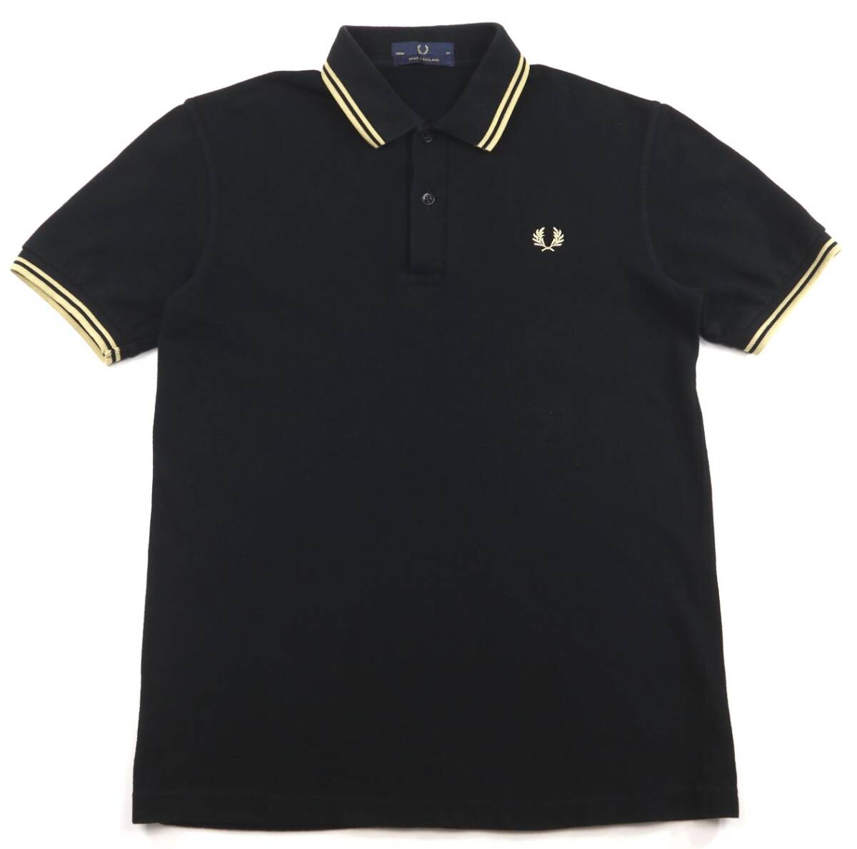  Англия производства *FRED PERRY Fred Perry наконечник линия рубашка-поло /M12N/ короткий рукав / черный /36