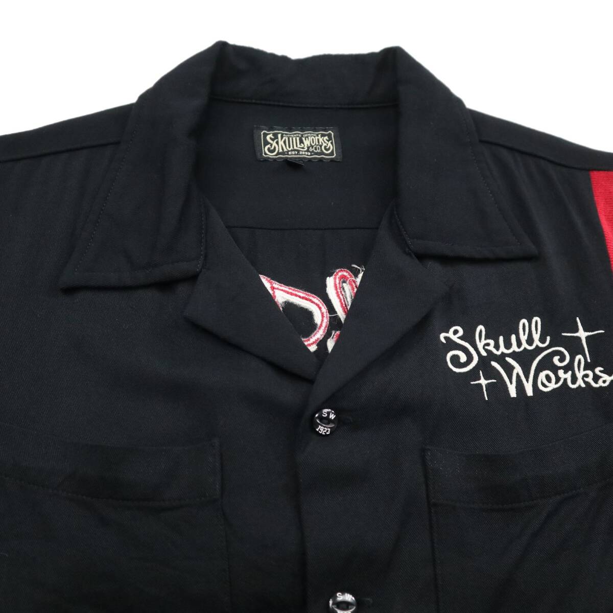美品★SKULL WORKS スカルワークス ボーリングシャツ/ブラック/ボウリングシャツ/Sサイズの画像4