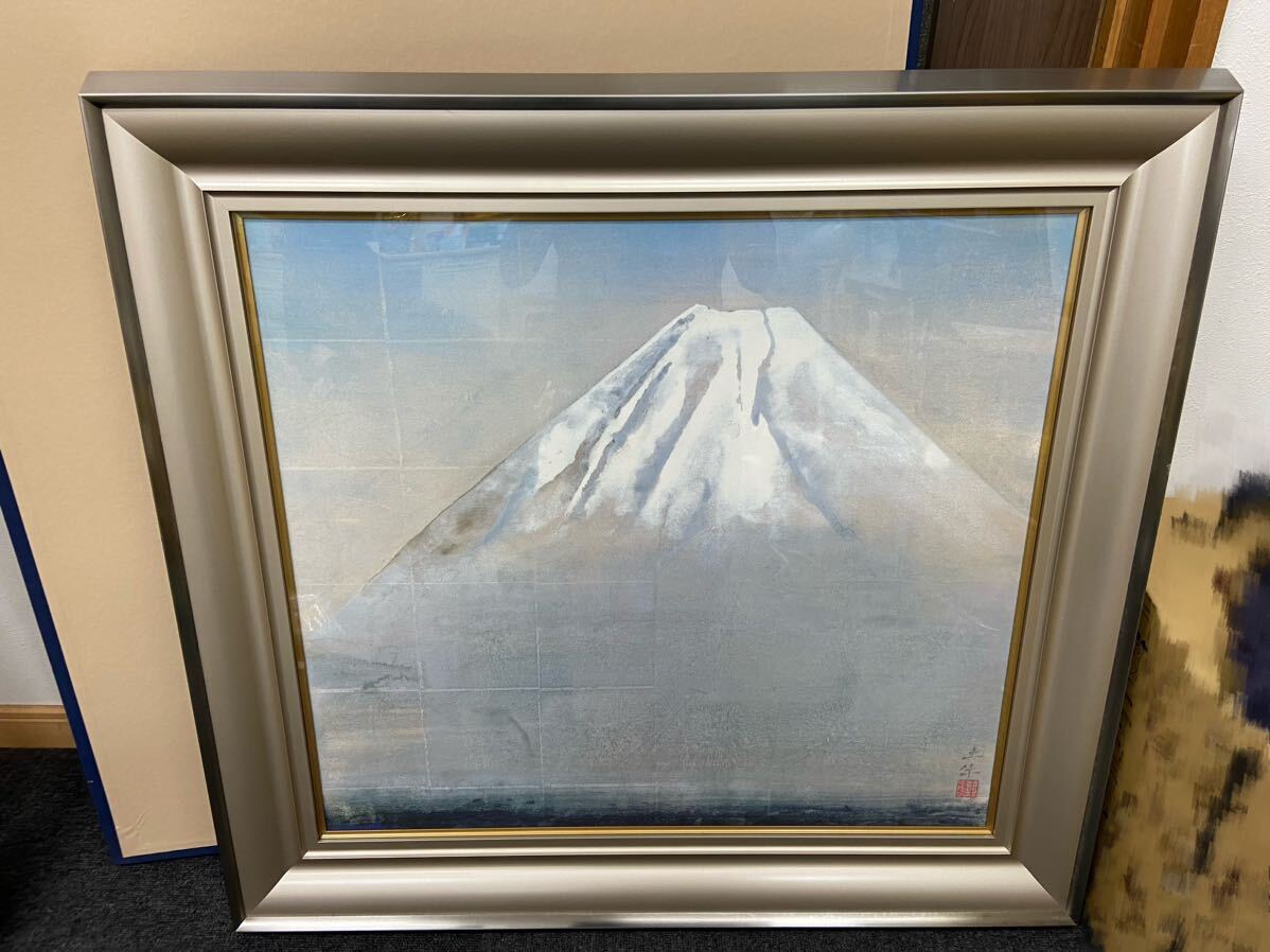A-0806【奥村土牛 精進湖 美術複製日本画 中古品 額のサイズ(約 A-0806【奥村土牛 精進湖 美術複製日本画 中古品 額のサイズ(約