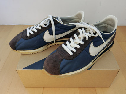 80's NIKE CORTEZ◆ナイロン コルテッツ 8.5◆ 26.5cm ネービー ビンテージ 紺 ブルー 84年製_画像1