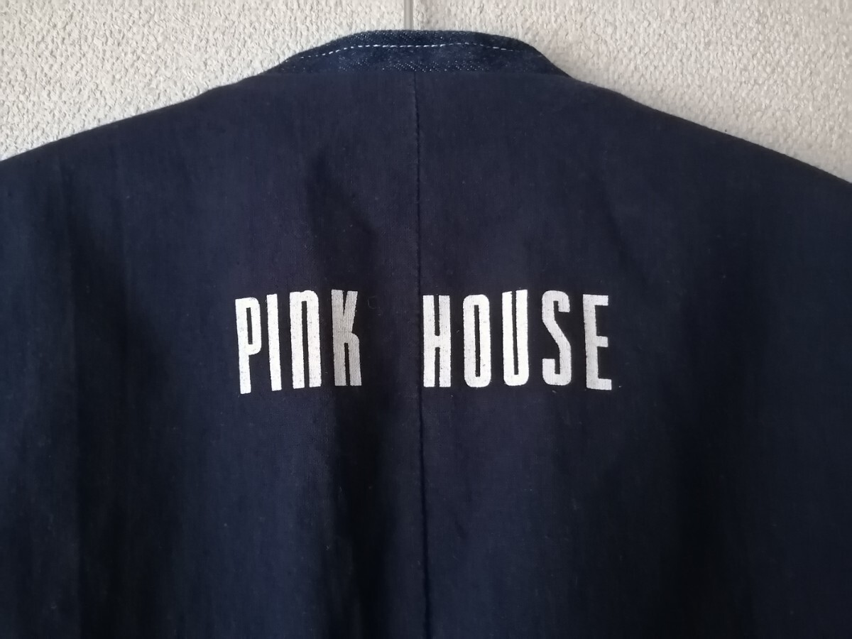  Pink House Denim ткань лучший PINK HOUSE индиго голубой сделано в Японии Western накладывающийся надеты retro Country б/у одежда Vintage 