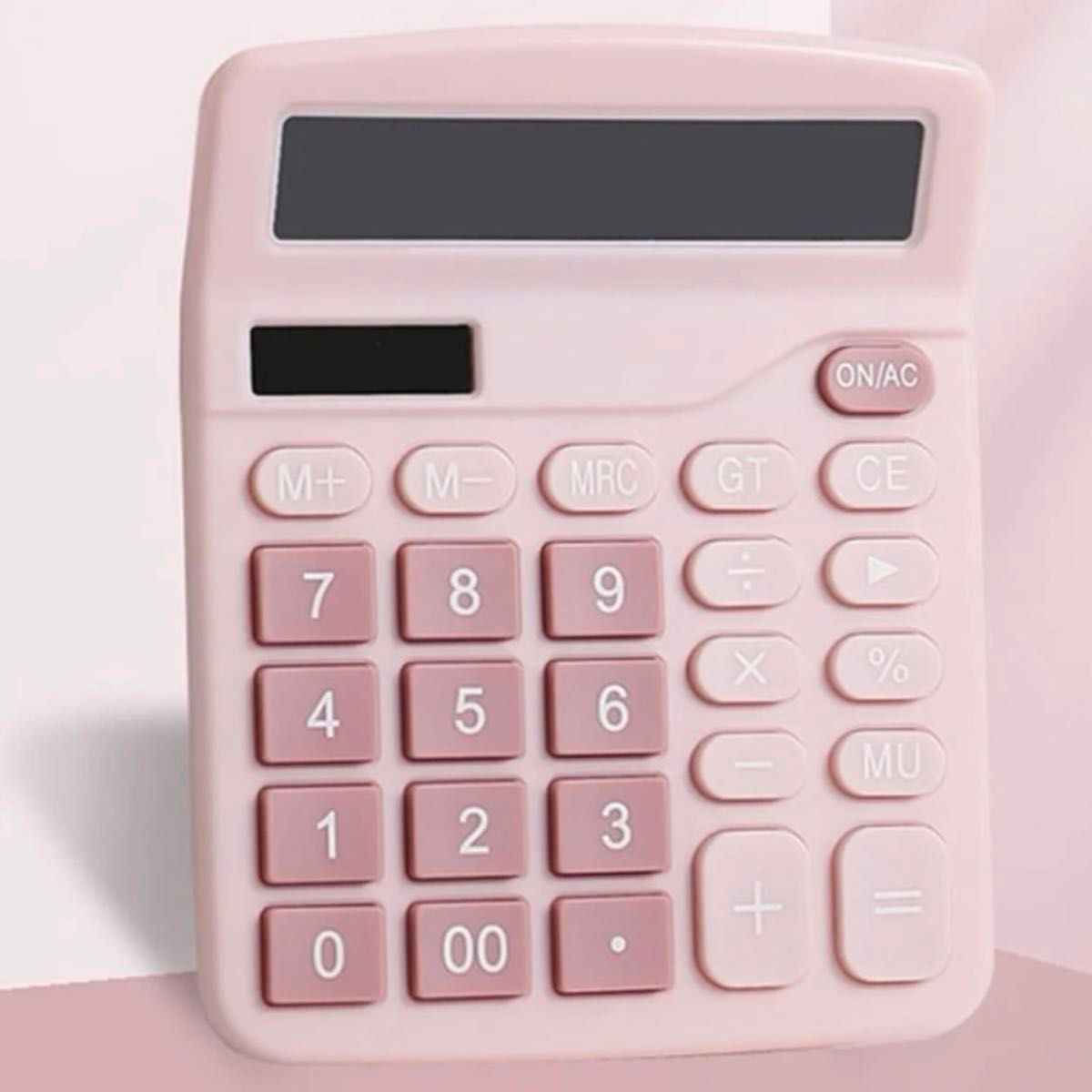 ソーラー電卓 電池いらず ピンクの電卓 計算機 家計簿 事務用品 オフィス用品 文房具 ステーショナリー 可愛い電卓 かわいい電卓