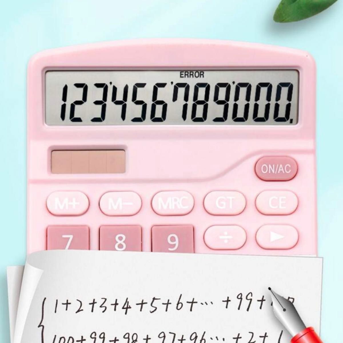 ソーラー電卓 電池いらず ピンクの電卓 計算機 家計簿 事務用品 オフィス用品 文房具 ステーショナリー 可愛い電卓 かわいい電卓