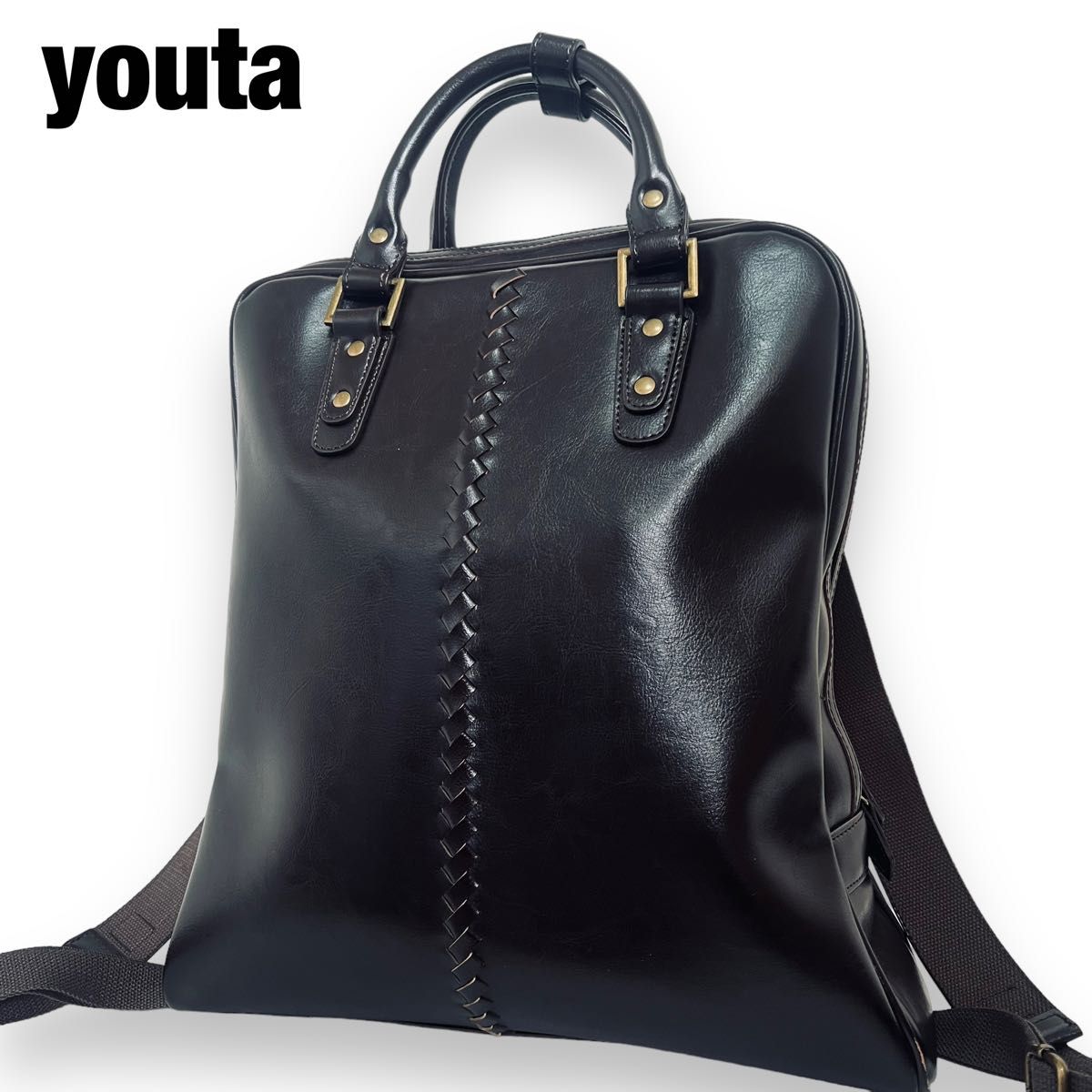 美品 youta 2way リュック レザー ダークブラウン ビジネス A4収納可 ビジネスバッグ 通勤 通学 メンズ レディース